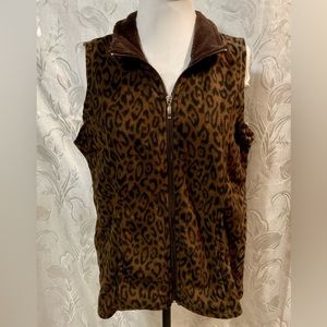 Lena Brown Animal Print Fleece Vest